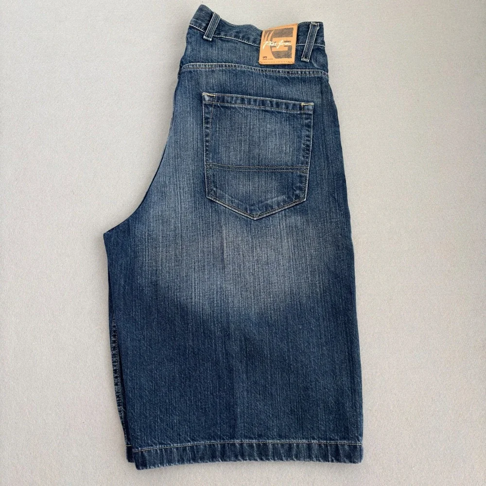 Phat Farm Men Baggy Denim Shorts Blue Medium Wash Y2K Hip Hop Size 40 FB509H380R